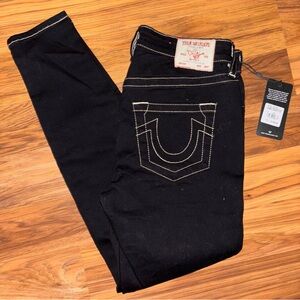 NWT True Religion Black Skinny Jeans with Contrast Stitching